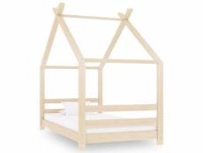 Lit enfant contemporain | cadre de lit d'enfant bois de pin massif 80x160 cm