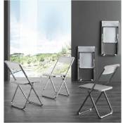 Lot de 4 chaises pliantes design bit lux en polypopylène translucide et acier chromé. - transparent