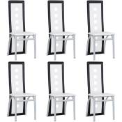 Lot de 6 chaises de salle à manger-Simili Blanc/noir-Style