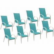 Lot de 8 chaises marbella en textilène bleu - aluminium