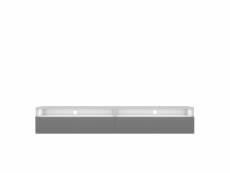 Meuble tv - rednaw - 180 cm - blanc mat et gris brillant - 2 niches ouvertes avec 2 tiroirs
