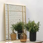 Miroir Art Déco en métal doré 97 x 67 cm - Wallis