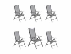 Pack 6 fauteuils outdoor en aluminium anthracite et