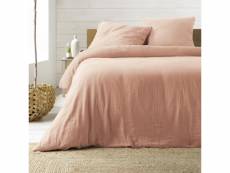 Parure de lit en gaze de coton 240x260cm - plusieurs coloris - 240x260cm - rose.