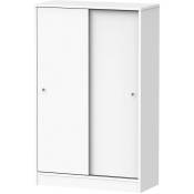 Pegane - Armoire avec 2 portes coulissantes coloris blanc - Hauteur 120 x Longueur 74 x Profondeur 33 cm
