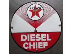"plaque alu texaco diesel chief ronde tole metal garage huile pompe à essence"