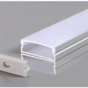 Profilé Aluminium Large 2m avec Cache Opaque Blanc Silumen Blanc