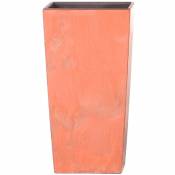 PROSPERPLAST Urbi Square Effect Pot haut 19L plastique avec deposit 44,9x24x24 cm Terracotta - Terracotte