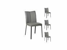 Quatuor de chaises simili cuir gris - tucson - l 46 x l 52 x h 85 cm - neuf
