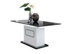Robbie - table rectangulaire plateau effet marbre noir
