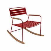 Rocking chair Surprising / Métal & teck - Fermob rouge