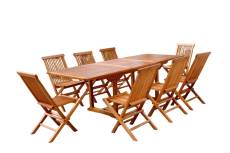 Salon de jardin Teck huilé 8 personnes - Table rectangle + 8 chaises