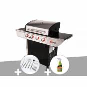 Somagic Barbecue à gaz avec chariot Manhattan 450GPI + plancha + Malette de 8 accessoires inox + Dégraissant pour barbecue