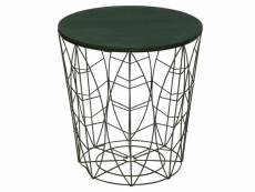 Table à café métallique coloris vert foncé - l. 39 x l. 39 h. 41 cm -pegane-
