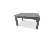 Table de repas à allonge bois massif gris - gabriel - l 150-210 x l 100 x h 75 cm - neuf