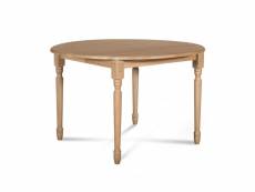 Table extensible ronde bois d115 cm avec 1 allonge et pieds tournés - victoria