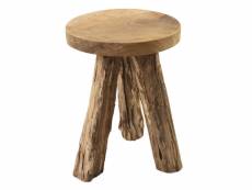 Tabouret-table d’appoint ronde entièrement en bois de teck - estella 66282124