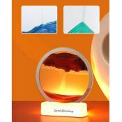 Usb led Sables Mouvants Veilleuse 3D Paysage Naturel Coulant Sable DéPlacement Sablier Peinture Sables Mouvants Lampe de Table -Bleu