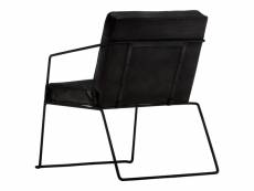Vidaxl fauteuil noir cuir véritable 284413