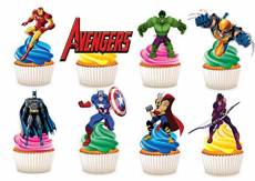30 x Décorations en papier comestible de super héros Avengers Marvel pour cupcakes et gâteaux