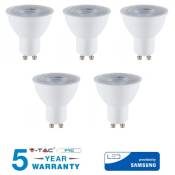 5 led bulb gu 10 8W watt V-tac samsung lamp 38° gradi VT-291-Cold