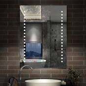 AICA sanitaire Miroir LED Miroir de Salle de Bain Miroir Lumineux 80x60cm Anti-buée