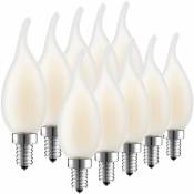 Ampoule LED E14 à Filament Dimmable, Lot de 10 Ampoules Flamme, 4 Watts Consommés Equivalence Incandescence 40W, 2700K Blanc Chaud et 400LM, Angle de