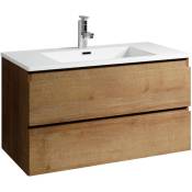 Badplaats - Meuble de salle de bain Angela 90 cm lavabo Chene – Armoire de rangement - Chêne