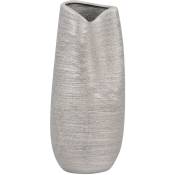Beliani - Vase Décoratif de Forme Abstraite fabriqué en Grès Argenté 32 cm de Hauteur au Style Moderne et Contemporain - Argenté