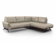Canapé d'angle 5 places en cuir cuir gris clair