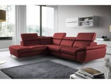Canapé d'angle en 100% tout cuir épais de luxe italien, 5/6 places kasini, rouge bordeaux, angle gauche