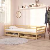 Canapé-lit avec tiroirs à 90x200 cm de la tête basse en bois différentes couleurs Couleur : Marron