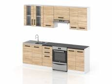 Cedar - cuisine complète scandinave l 2,4 m 7 pcs + plan de travail inclus - ensemble meubles/armoires cuisine moderne linéaire - sonoma