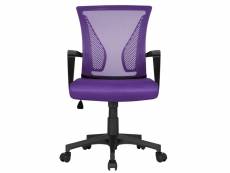 Chaise de bureau à roulettes pivotante avec accoudoirs sur roulettes violet