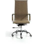 Chaise de bureau en simili-cuir couleur marron, avec