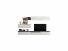 Composition tv bois blanc-marbre gris - camelia n°1 - l 300 x l 45 x h 170 cm - neuf