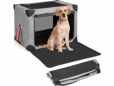 Costway caisse de transport pour chien pliable en tissu oxford, cage chien voiture 3 portes en maille avec coussin, cadre en métal, sac de transport,