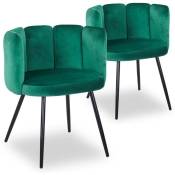 Cotecosy - Lot de 2 chaises Amela Velours Vert - Vert