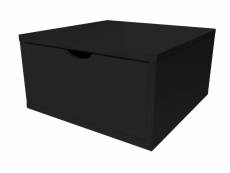 Cube de rangement bois 50x50 cm + tiroir noir CUBE50T-N