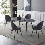 DANIELA - Table à manger design ovale effet marbre gris