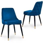 Deco In Paris - Lot de 2 chaises capitonnées en velours bleu dorina - bleu