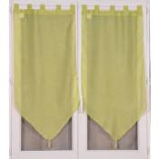 Douceur D'intérieur - Paire de vitrages anis en pointe avec pompon Vert clair 2x60x160 cm - Vert clair