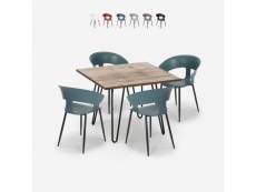 Ensemble 4 chaises moderne table 80x80cm industriel restaurant cuisine maeve
