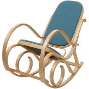 Fauteuil à bascule M41, fauteuil TV, bois massif - aspect chêne, tissu/textile vert