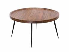 Finebuy table basse bois massif sheesham 75 x 39 x 75 cm table de salon | table d'appoint style industriel | meubles en bois naturel table de sofa | t