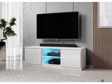 FURNIX meuble tv/ banc tv Arenal 120 cm blanc brillant avec LED