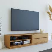 Gabin - Meuble tv design 2 tiroirs en bois couleur
