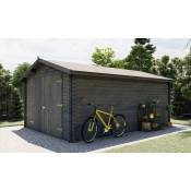 Garage Touschalets borgo double porte - bois traité autoclave - gris