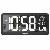 Greenblue Horloge numérique GreenBlue GB214 avec capteur de température 37x17cm murale Alarme Écran LCD À poser sur une table ou à