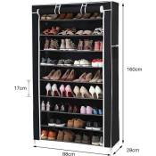 Haloyo - Armoires penderie tissu meuble de rangement chaussure noir 8828160cm étagère à chaussures à 9 niveaux